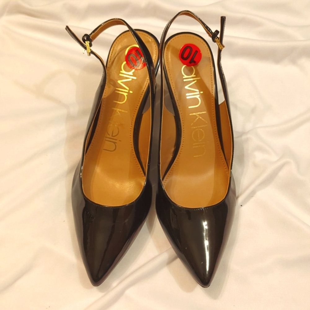 Calvin Klein patent slingbacks New w/o tags